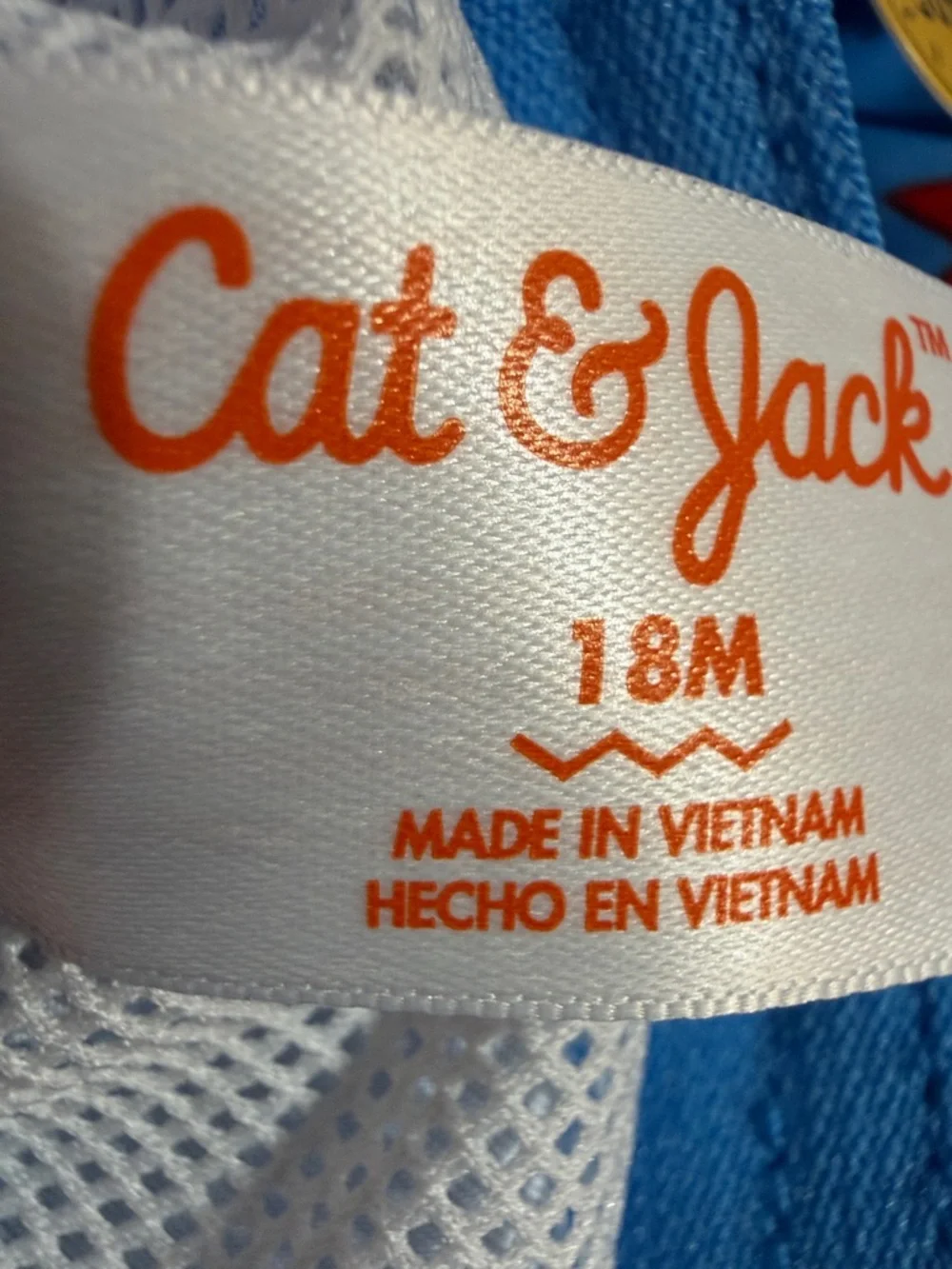 Cat & Jack Bright Blue Shark Graphic Kids Swim Shorts Size 18 M